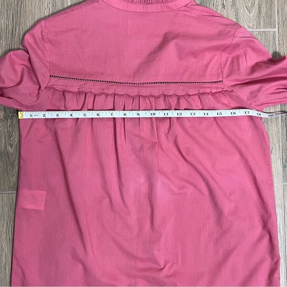 Sezane Blouse Ruffle Pink Rose Rodeo Boho Button Down Eyelet Lace Western Paris - Picture 11 of 15